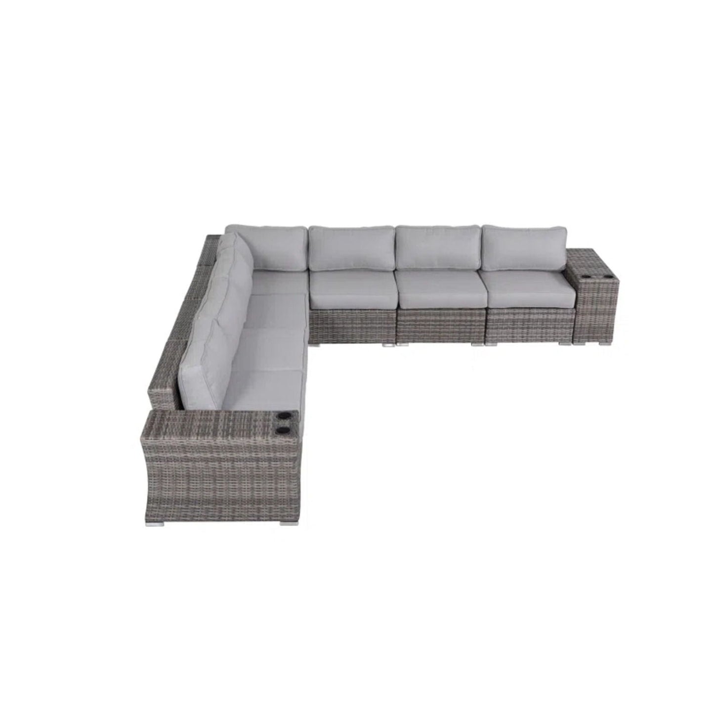 Rattan sectional sofa set with cushions, grey cushions, wicker frame on Tampa Home & Garden Store