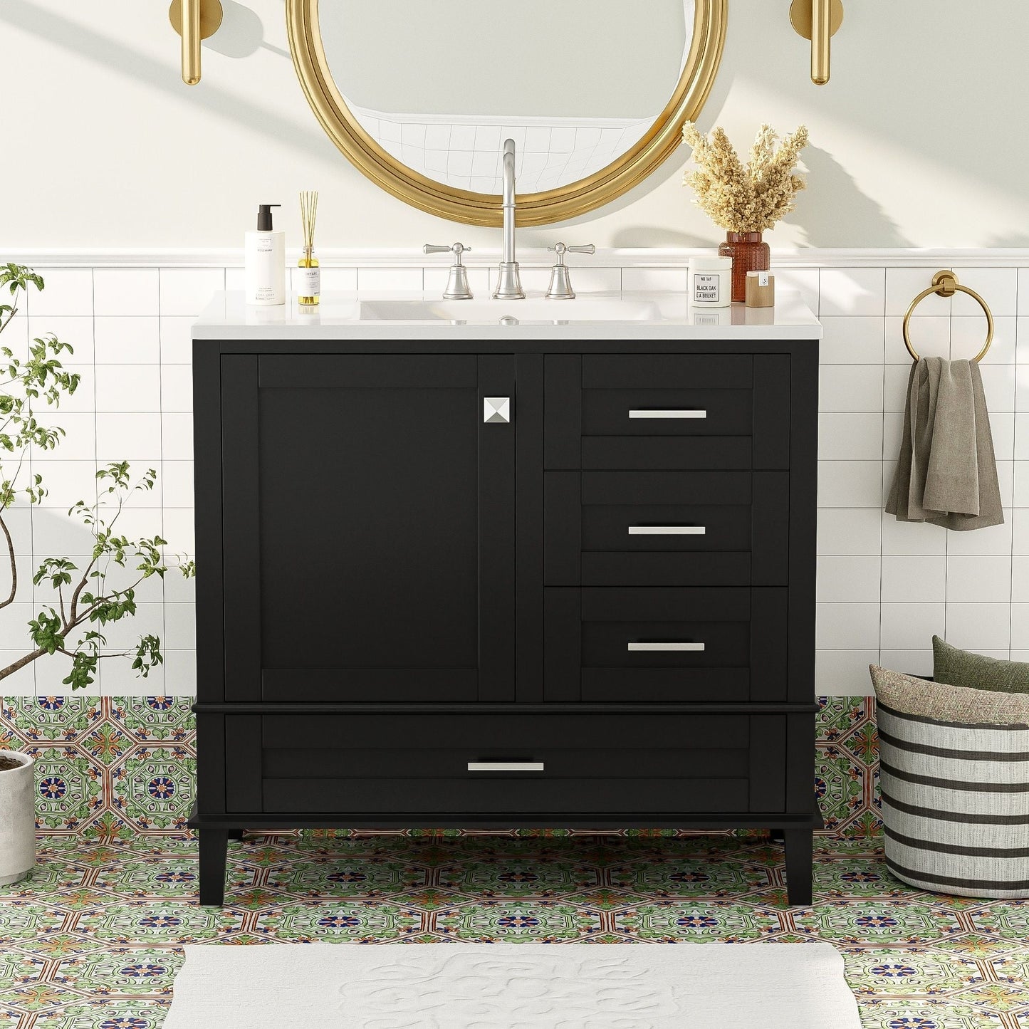Bathroom Vanity With Sink Solid Wood Cabinet