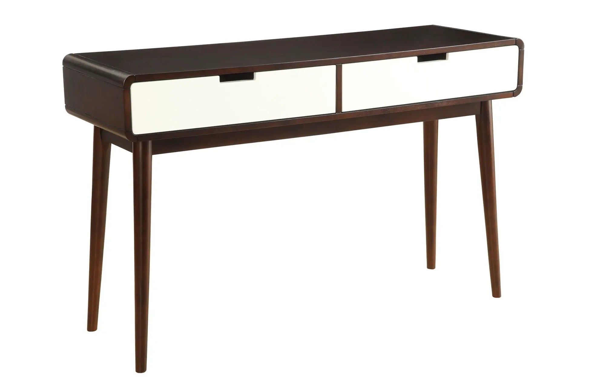 Christa Sofa Table White/Espresso with white drawer fronts and dark espresso frame on Tampa Home & Garden Store