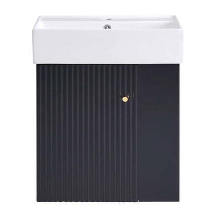 Compact Modern Floating Vanity with Ceramic Basin