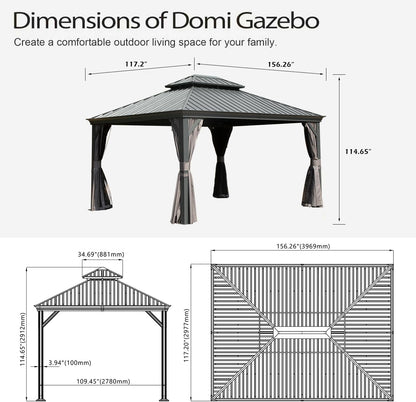 Outdoor Gazebo with Galvanized Steel Double Roof