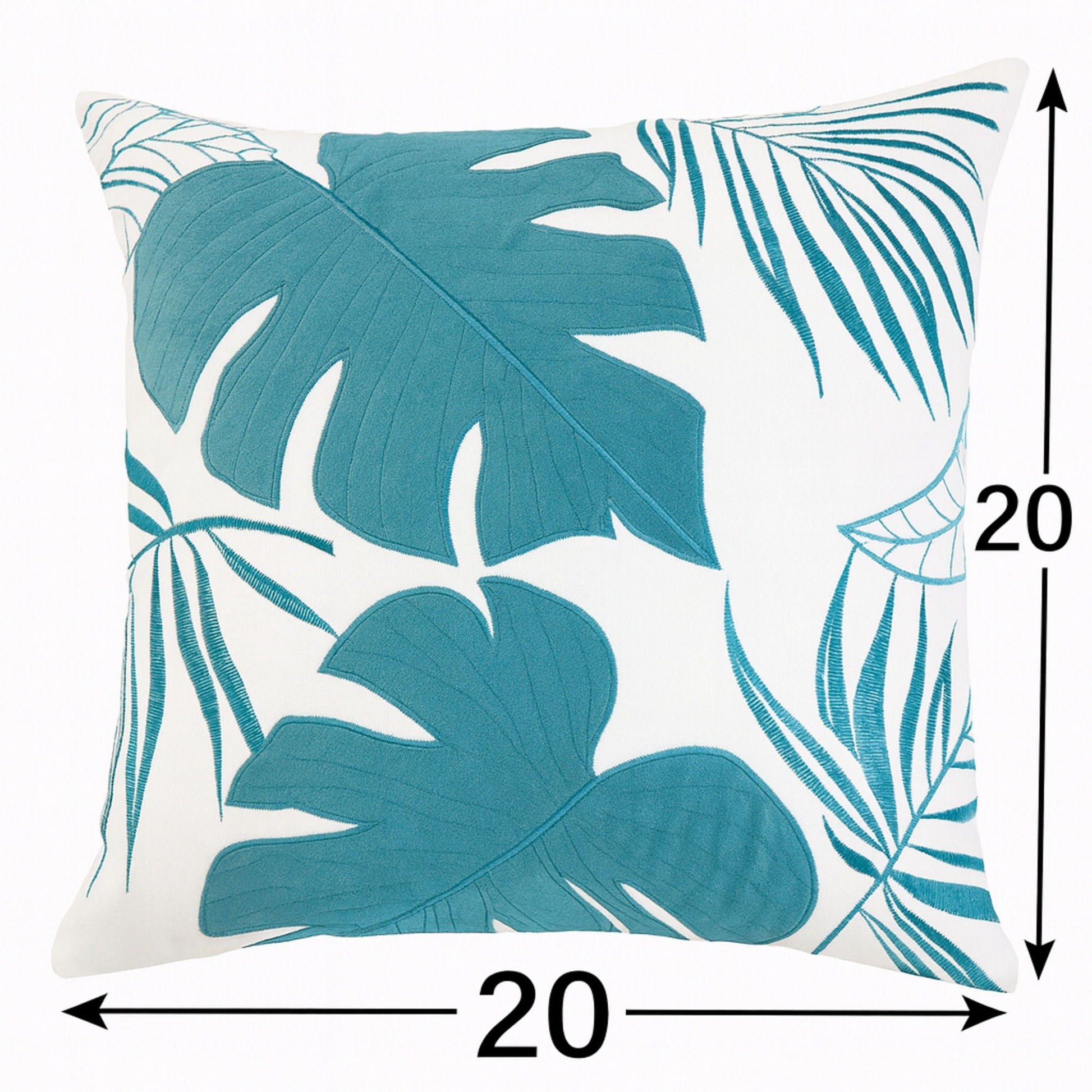 Autumn Vibes Leaf Accent Pillow teal tropical leaf pattern 20x20 Unique Piece Furniture on Tampa Home & Garden Store
