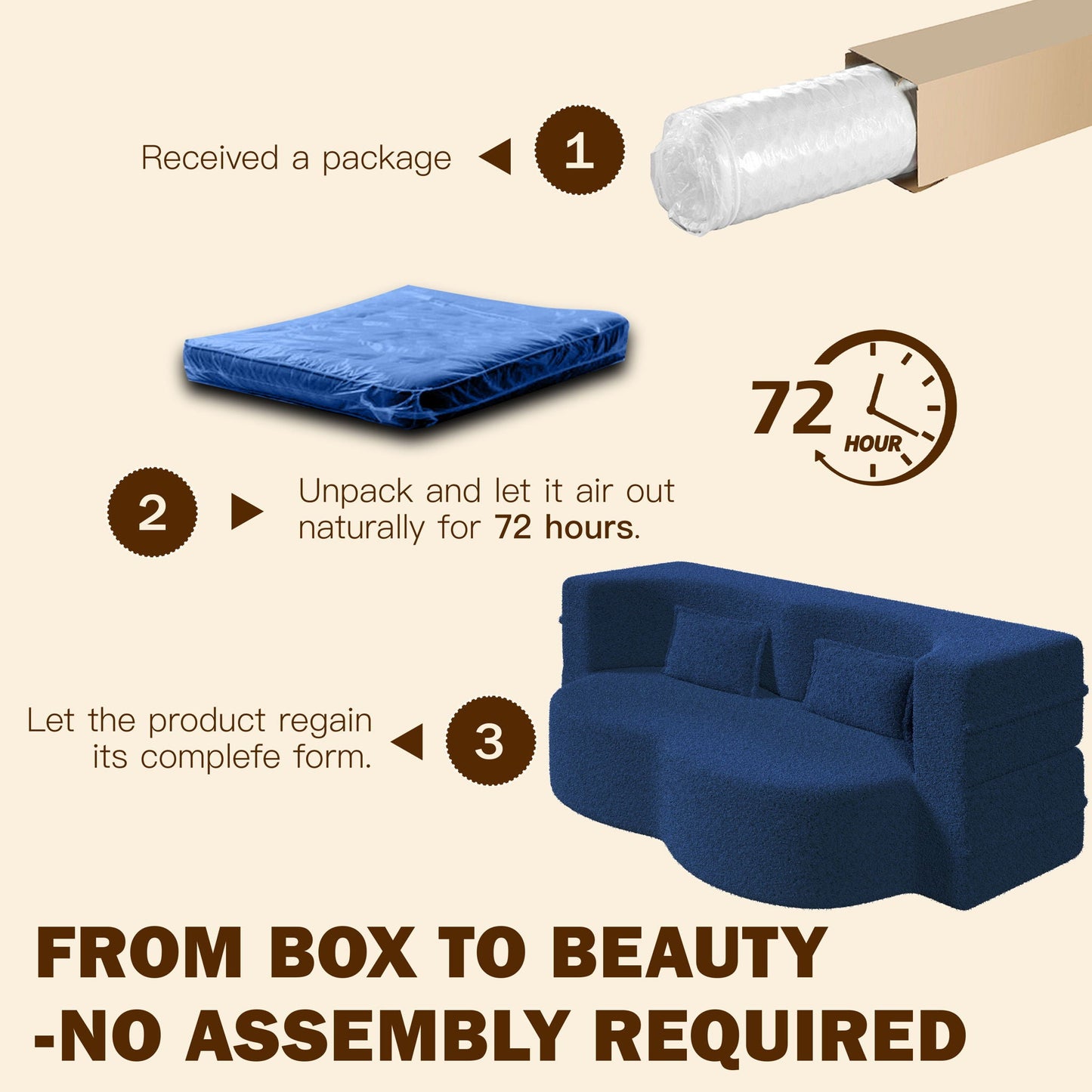 Modern Floor Sleeper Sofa Bed And Two Pillows