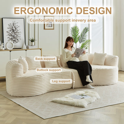 Curved sectional sofa 111.5-inch, ivory upholstery by HouseOfZazla in a modern living room on Tampa Home & Garden Store