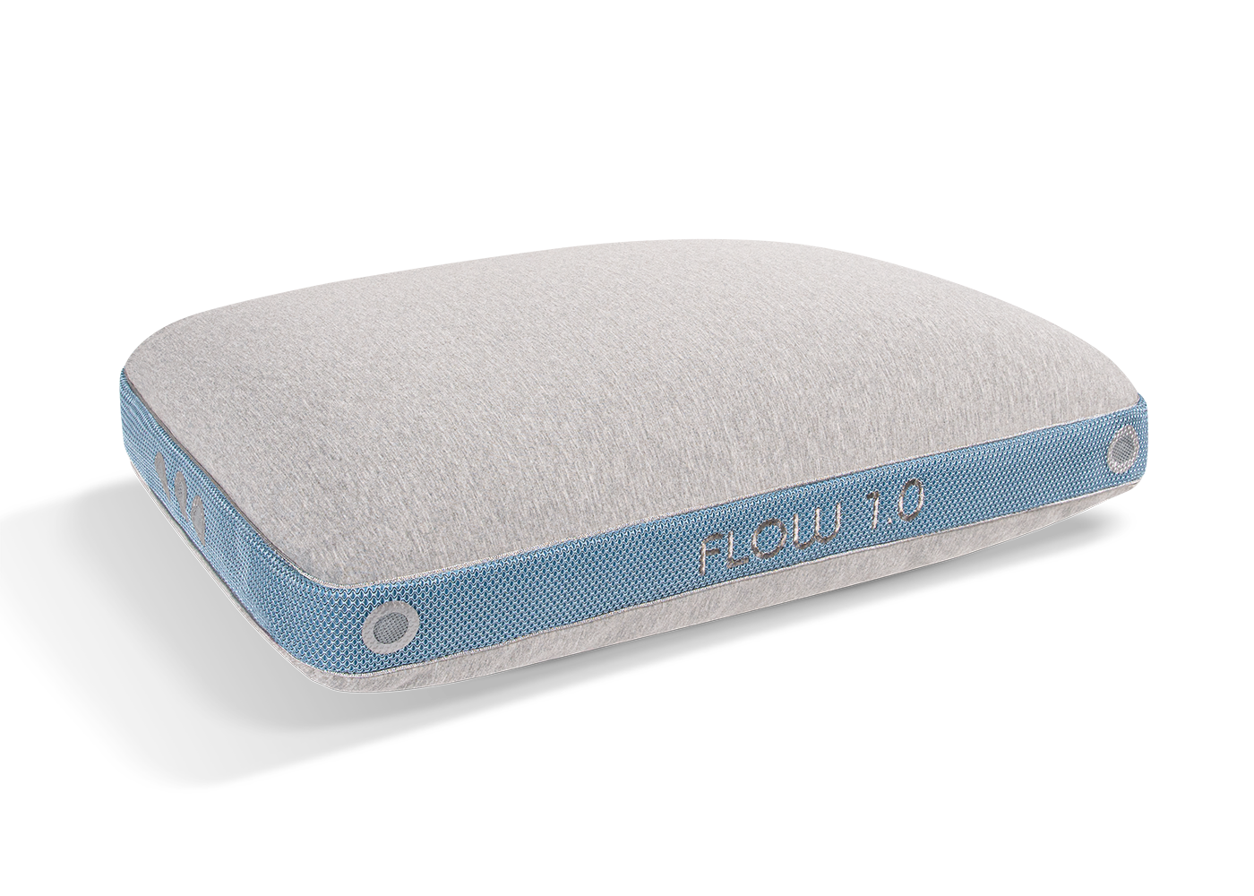 BedGear Flow Performance Pillow 1.0, light gray top with blue mesh side band, backrest pillow on Tampa Home & Garden Store