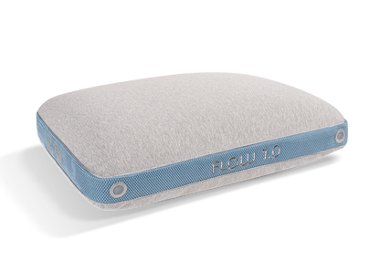 BedGear Flow Performance Pillow 1.0, light gray top with blue mesh side band, backrest pillow on Tampa Home & Garden Store