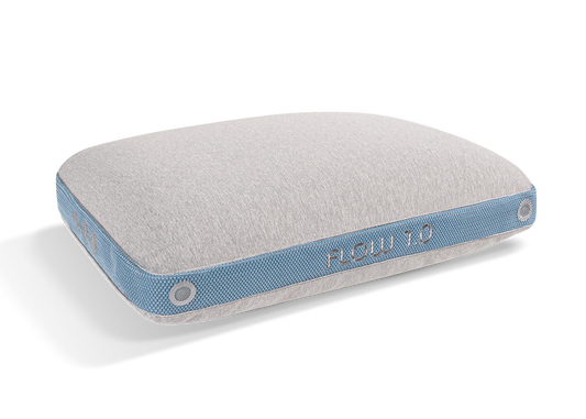 BedGear Flow Performance Pillow 1.0, light gray top with blue mesh side band, backrest pillow on Tampa Home & Garden Store