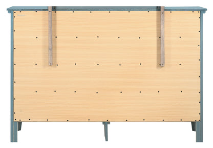 Elegant Casual Dresser back view in blue frame with natural plywood panels by HouseOfZazla on Tampa Home & Garden Store