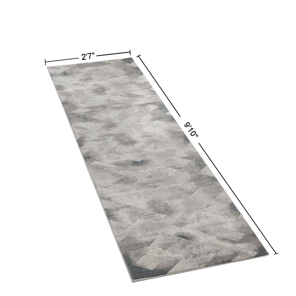 Gray modern area rug by HouseOfZazla with 3D geometric texture, 27in x 91in on Tampa Home & Garden Store