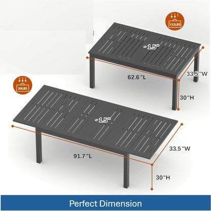 Extendable Outdoor Dining Table and Gray Frame