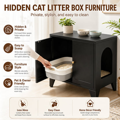 Metal Cat Litter Box Enclosure by HouseOfZazla, metal pet furniture with pullout litter tray on Tampa Home & Garden Store