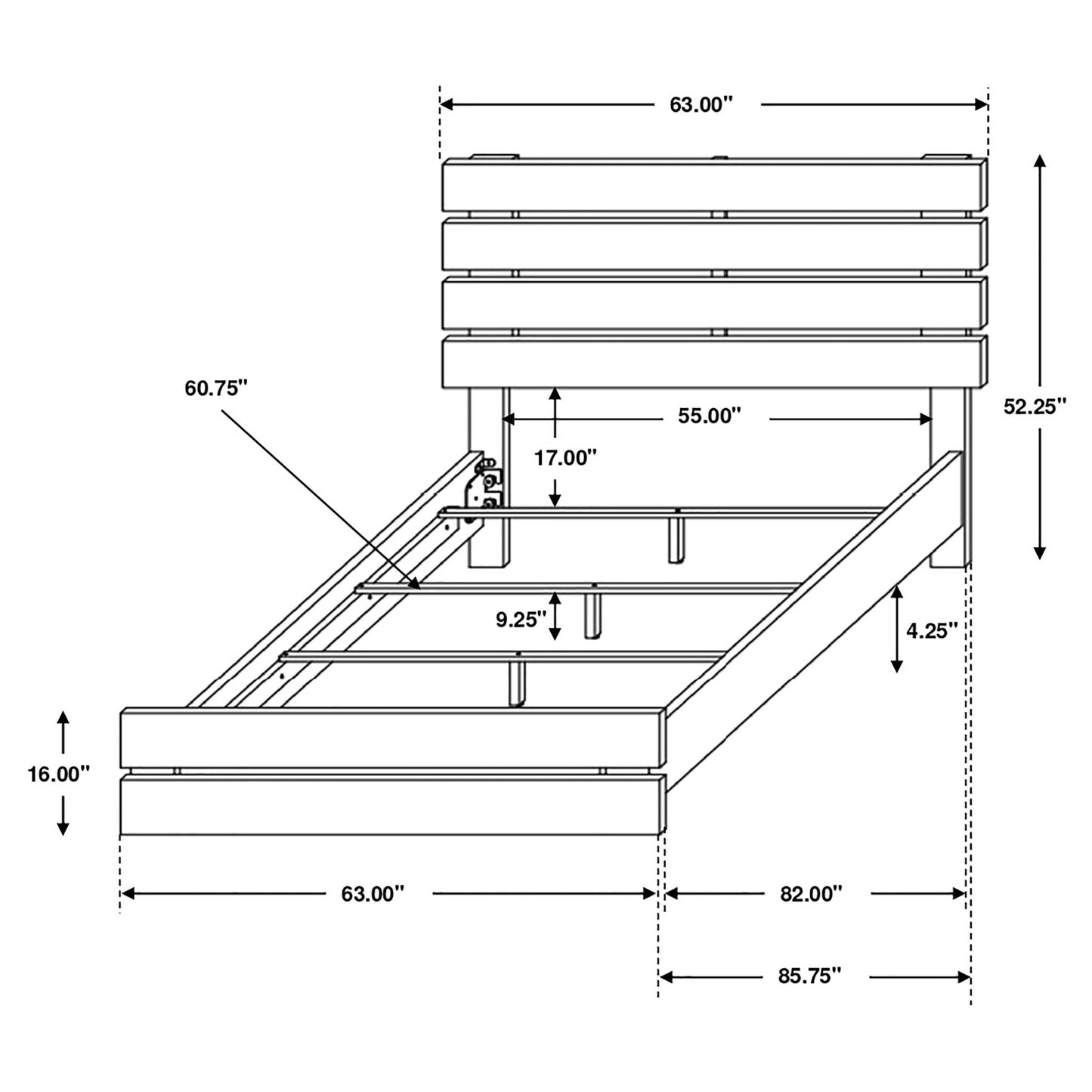 Slatted Headboard Panel Bed by HouseOfZazla, panel bed with slats on Tampa Home & Garden Store