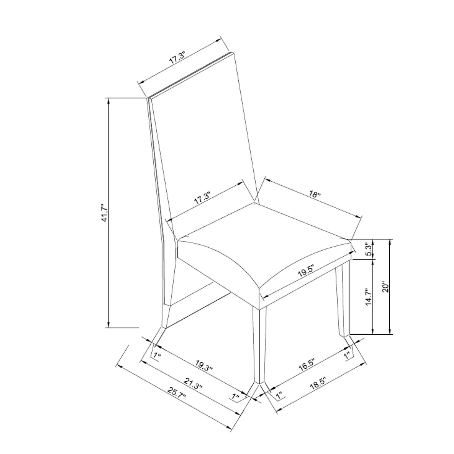 Stacey Contemporary Dining Chair set of 2 blueprint with dimensions Unique Piece Furniture on Tampa Home & Garden Store