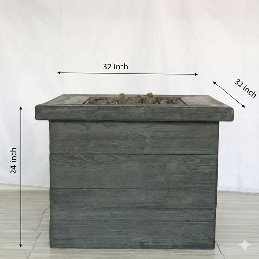 Fiber Reinforced Fire Pit Table charcoal with lava rock top, 40,000 BTU, HouseOfZazla on Tampa Home & Garden Store