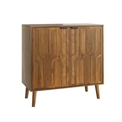 Farmhouse Style Walnut Sideboard Buffet Cabinet with Slatted Doors by HouseOfZazla on Tampa Home & Garden Store