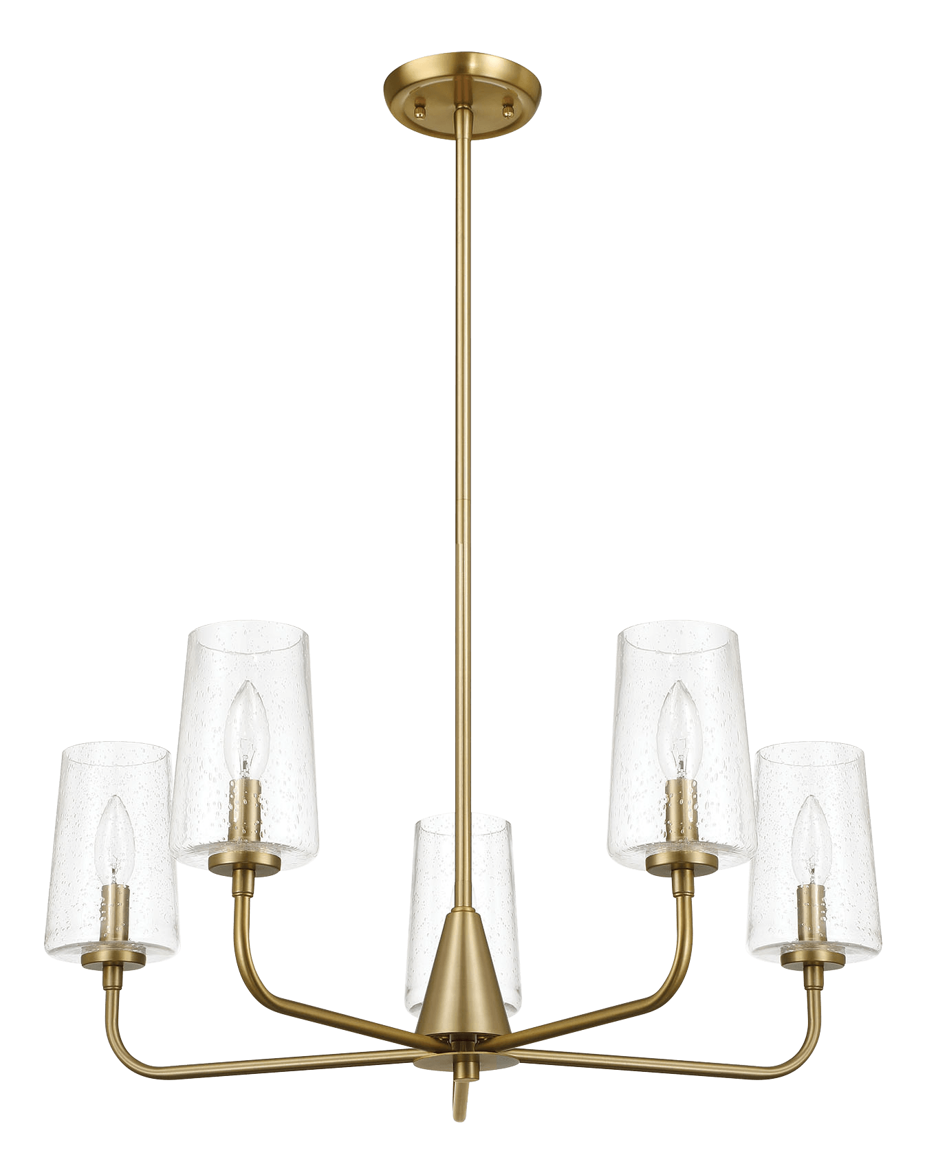 Dazzle 5-Light Chandelier Satin Brass with clear seeded glass shades by HouseOfZazla on Tampa Home & Garden Store