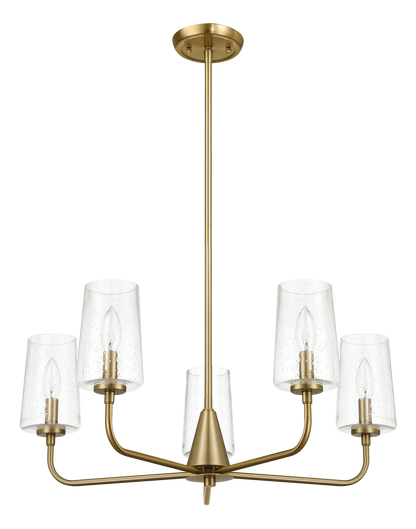Dazzle 5-Light Chandelier Satin Brass with clear seeded glass shades by HouseOfZazla on Tampa Home & Garden Store