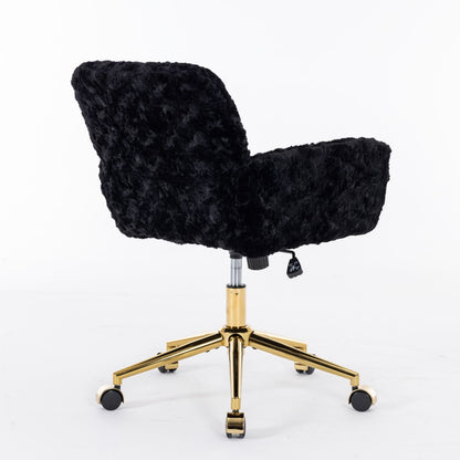 Office Chair with Rabbit Hair and Metal Base