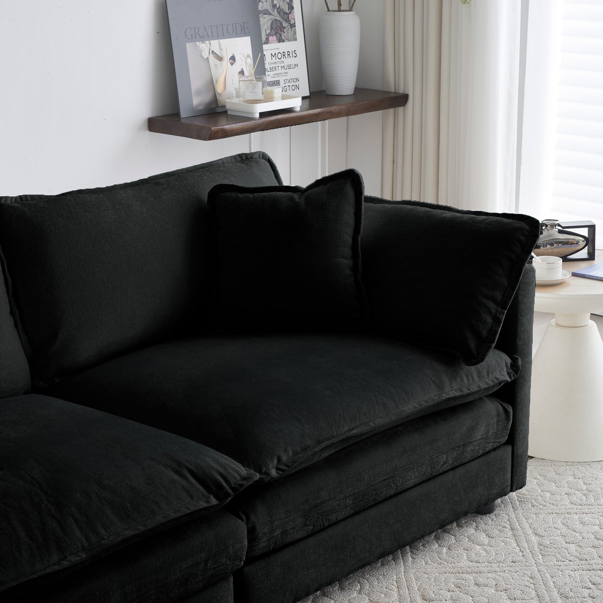 Comfy Deep Single Seat Sofa Upholstered Reading Armchair in black fabric by HouseOfZazla on Tampa Home & Garden Store