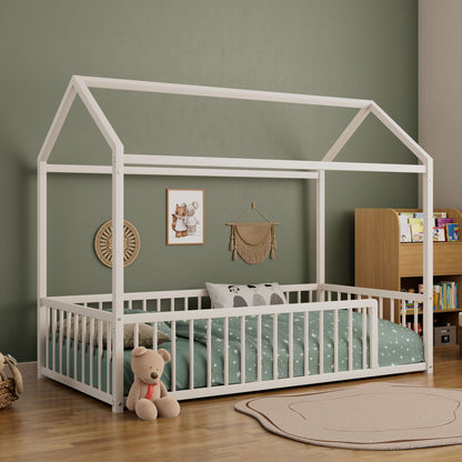 Cozy Montessori House Floor Bed and a Safety Rail