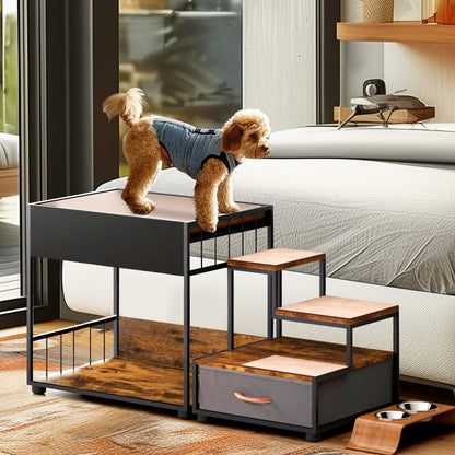 Pet Step Window Perch for Dogs by HouseOfZazla; black metal frame with wood steps on Tampa Home & Garden Store