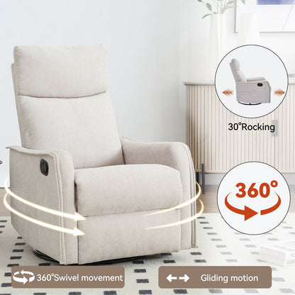 Heat Massage Manual Recliner Chair with Rocker and Swivel in beige fabric by HouseOfZazla on Tampa Home & Garden Store
