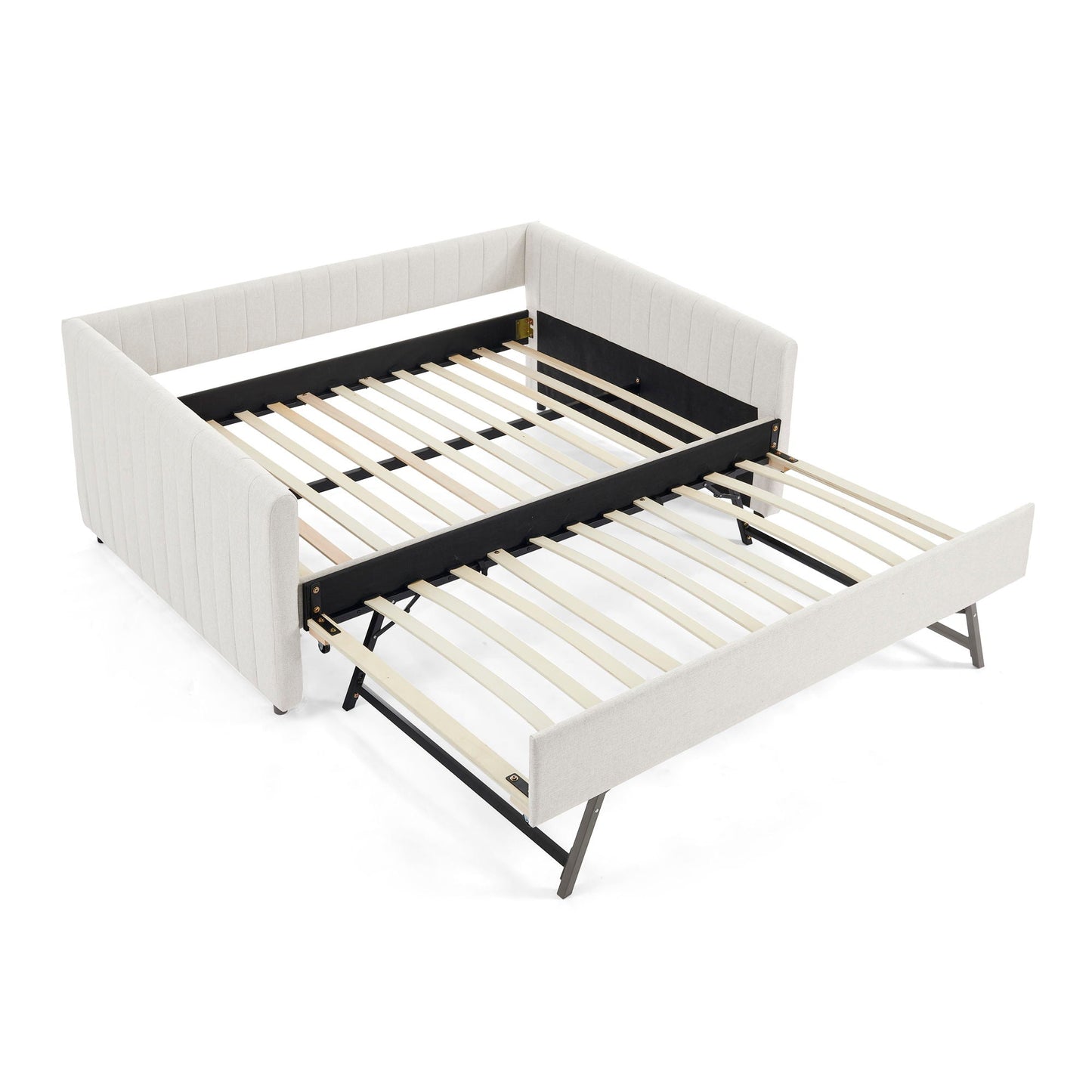 Daybed With Vertical Stripes And Extra Trundle
