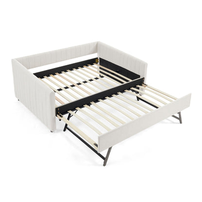 Daybed With Vertical Stripes And Extra Trundle