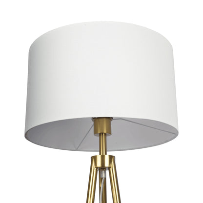 Sway floor lamp with three gold legs and white fabric shade by HouseOfZazla on Tampa Home & Garden Store