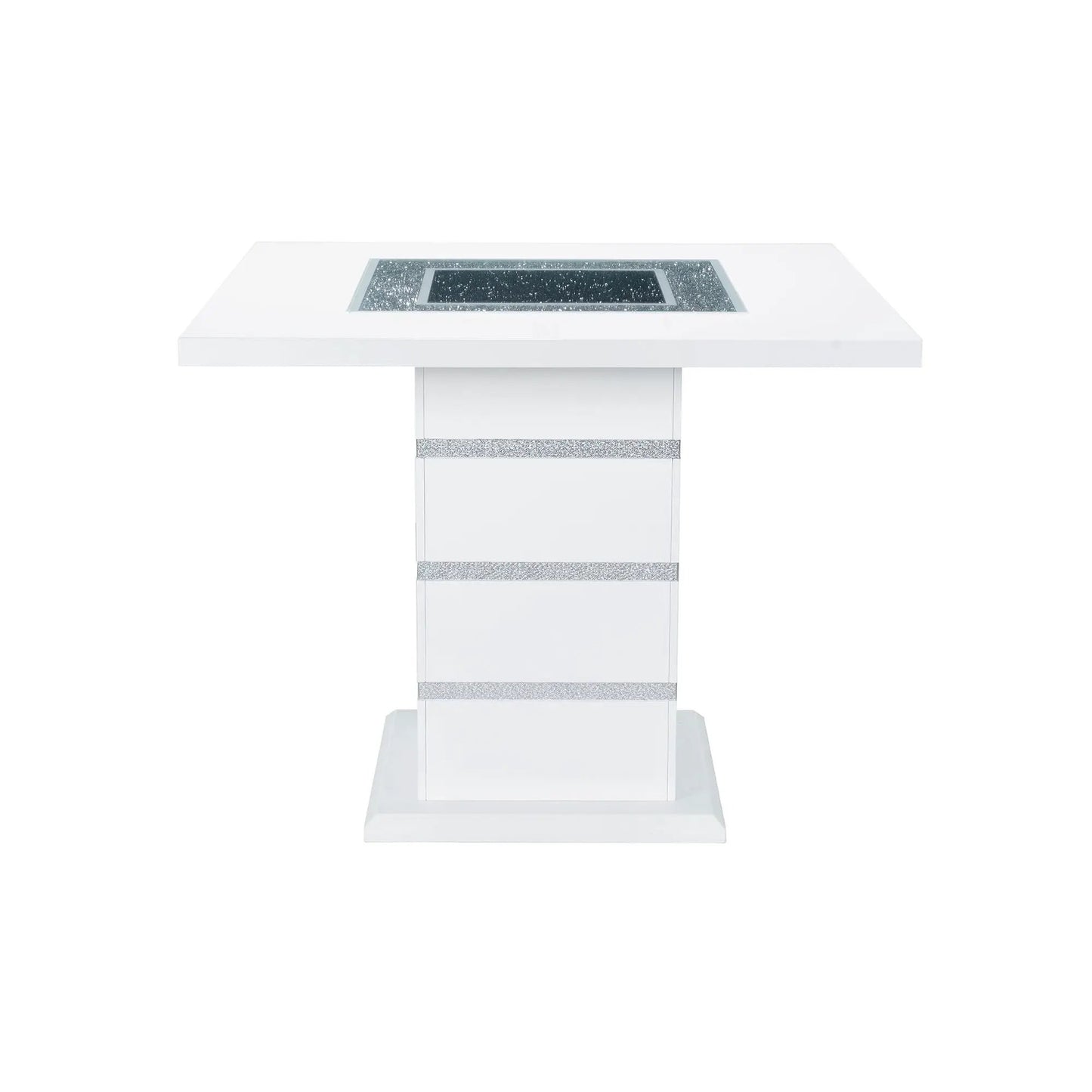 Ariya Bar Table with Glass Inlay and Gloss Finish