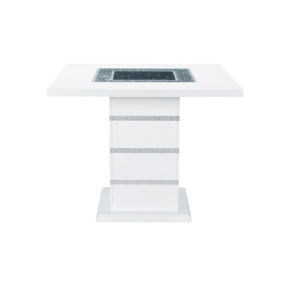 White high-gloss dining table with glass inlay and glitter accents, HouseOfZazla on Tampa Home & Garden Store