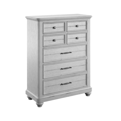 7 Drawer Chest with Spacious Storage - Gray by HouseOfZazla, paneled drawers and round knobs on Tampa Home & Garden Store