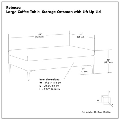 Rebecca Coffee Table Storage Ottoman Lift Lid