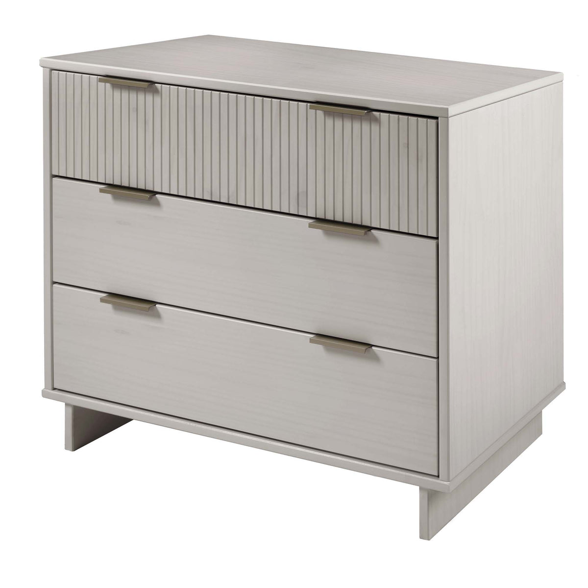 Solid wood 3-drawer dresser with ribbed fronts in light gray, brass handles by HouseOfZazla on Tampa Home & Garden Store