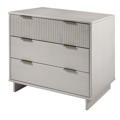 Solid wood 3-drawer dresser with ribbed fronts in light gray, brass handles by HouseOfZazla on Tampa Home & Garden Store
