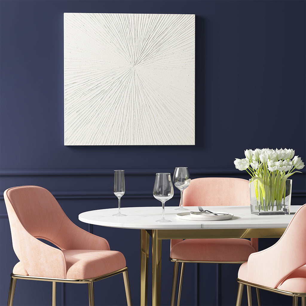 Luminous Burst Dimensional Resin Wall Art white gloss abstract rays square by HouseOfZazla on Tampa Home & Garden Store