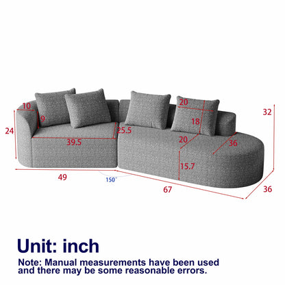 Chenille Sectional Sofa and Soft Throw Pillows