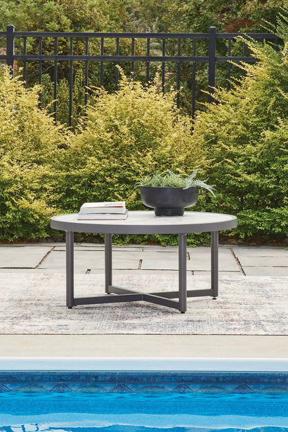 Ocean Beach Round Table in Gray Marble Look