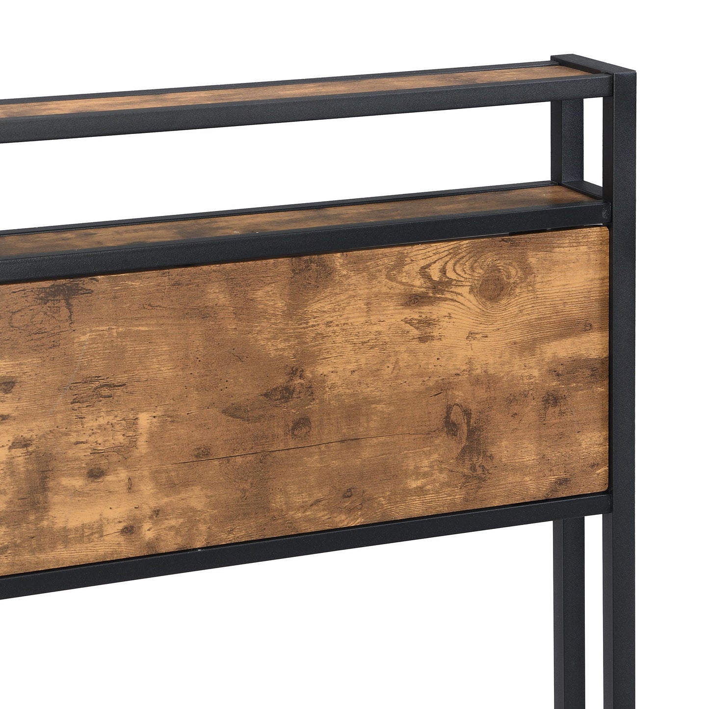 Metal Platform Bed with Wooden Headboard and Usb