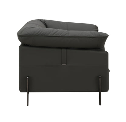 Top grain leather arm chair with memory foam cushions in black by HouseOfZazla on Tampa Home & Garden Store