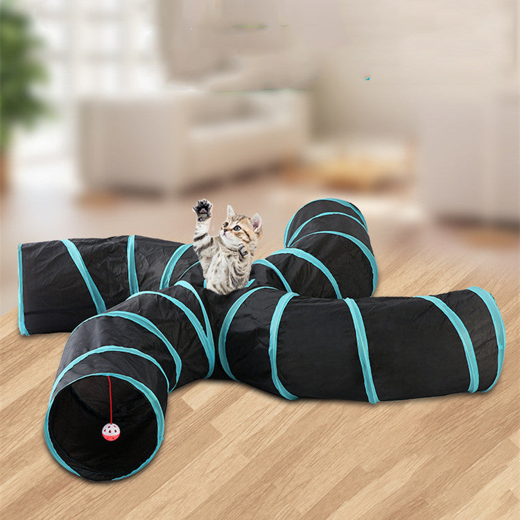 Pet Cat Toy Collapsible Tunnel S-type Tent black with turquoise edges Sell My Stuff on Tampa Home & Garden Store
