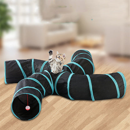 Pet Cat Toy Collapsible Tunnel S-type Tent black with turquoise edges Sell My Stuff on Tampa Home & Garden Store