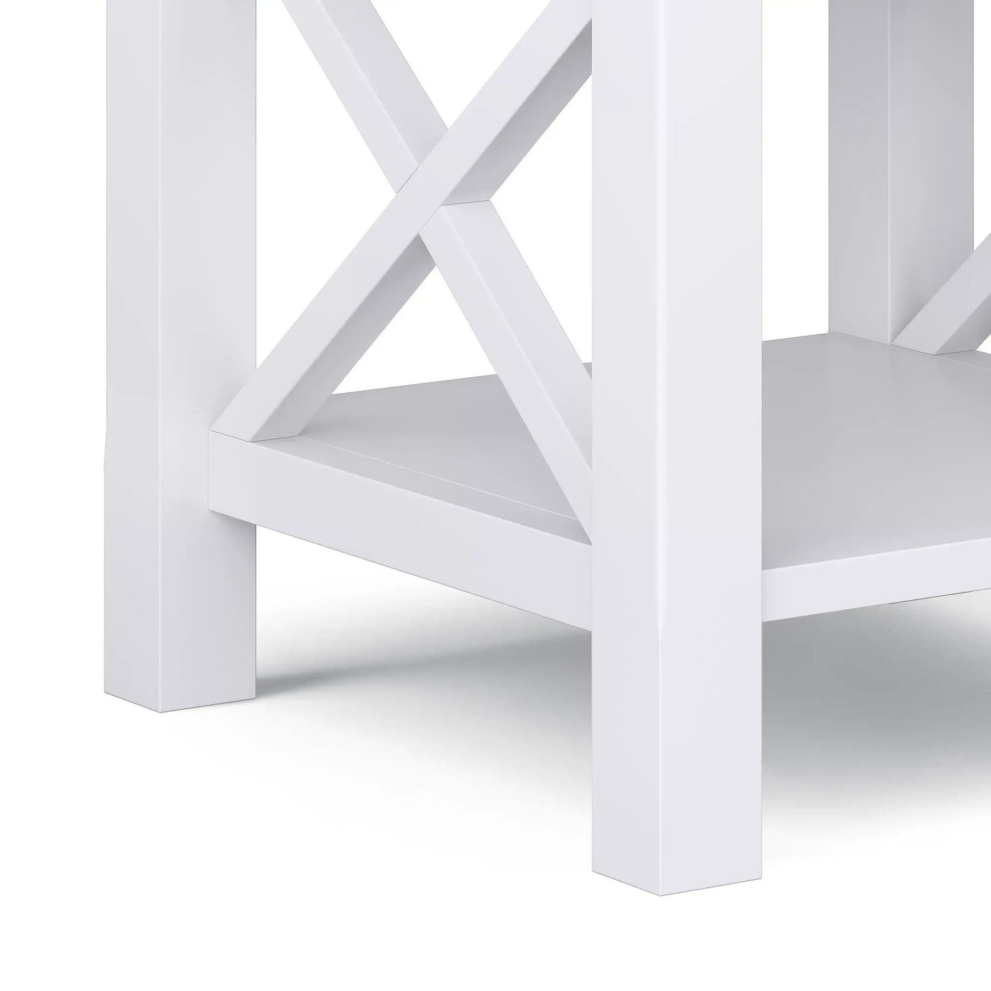 Kitchener Handcrafted Console Table, white painted wood with X-frame crisscross legs on Tampa Home & Garden Store