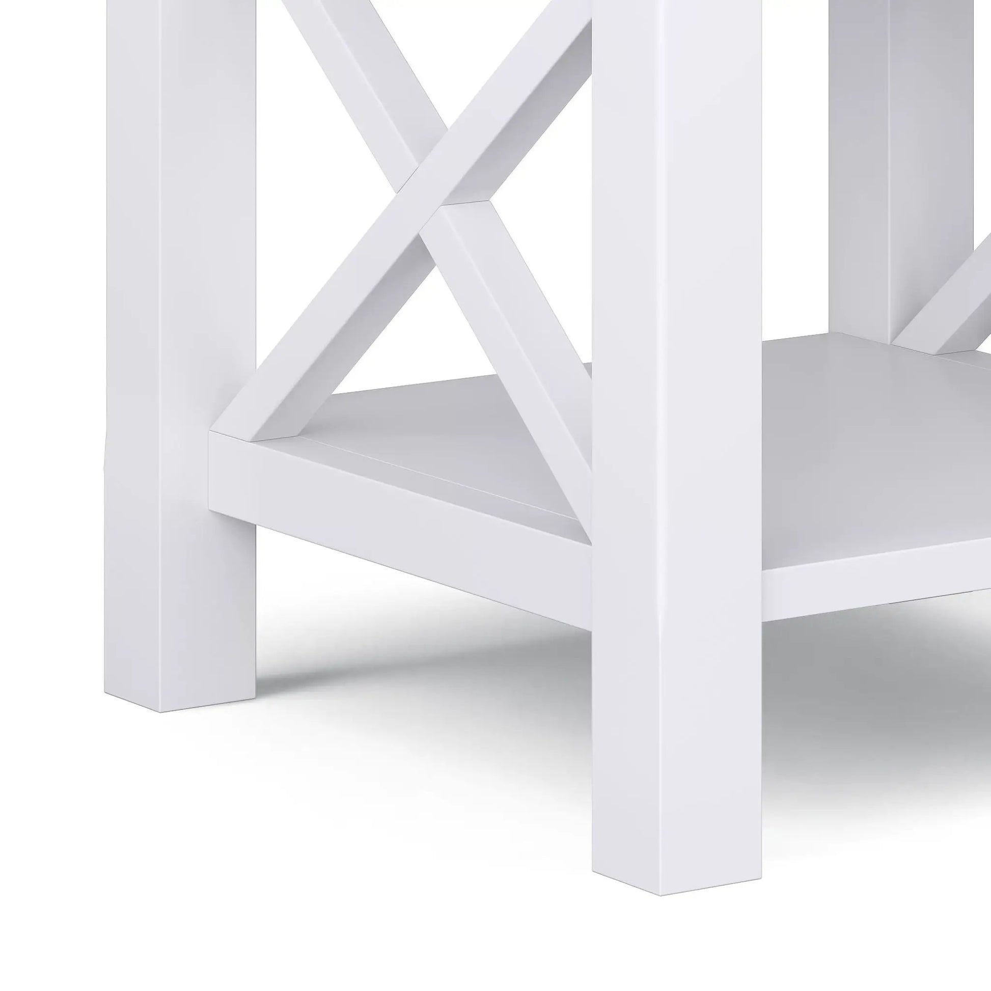 Kitchener Handcrafted Console Table, white painted wood with X-frame crisscross legs on Tampa Home & Garden Store