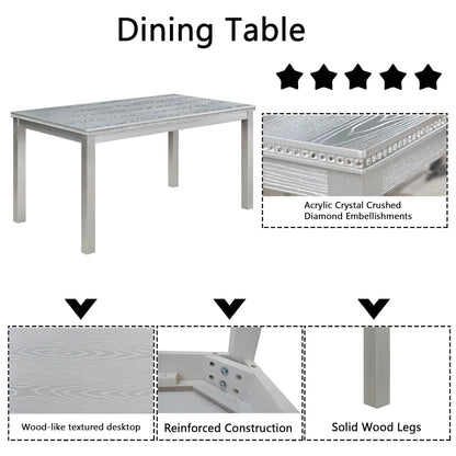 5 Piece Dining Table Set with Crystal Embellishments and Upholstered Chairs Unique Piece on Tampa Home & Garden Store
