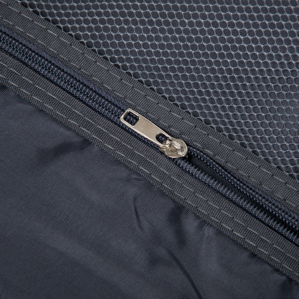 Luggage set zipper close-up on dark textured fabric from 14' & 20' ABS spinner wheel set on Tampa Home & Garden Store