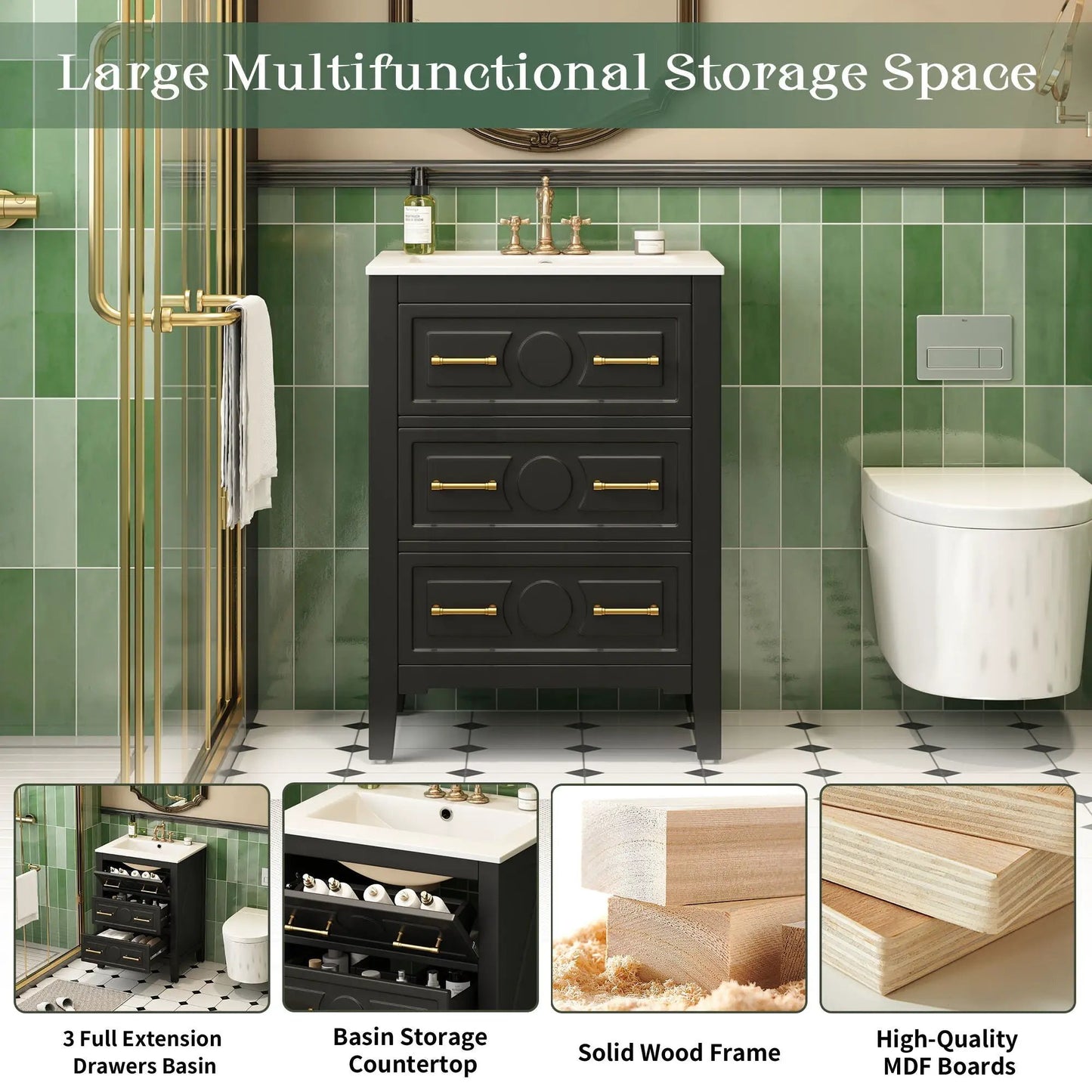 Bathroom Vanity With Sink Free Standing Cabinet