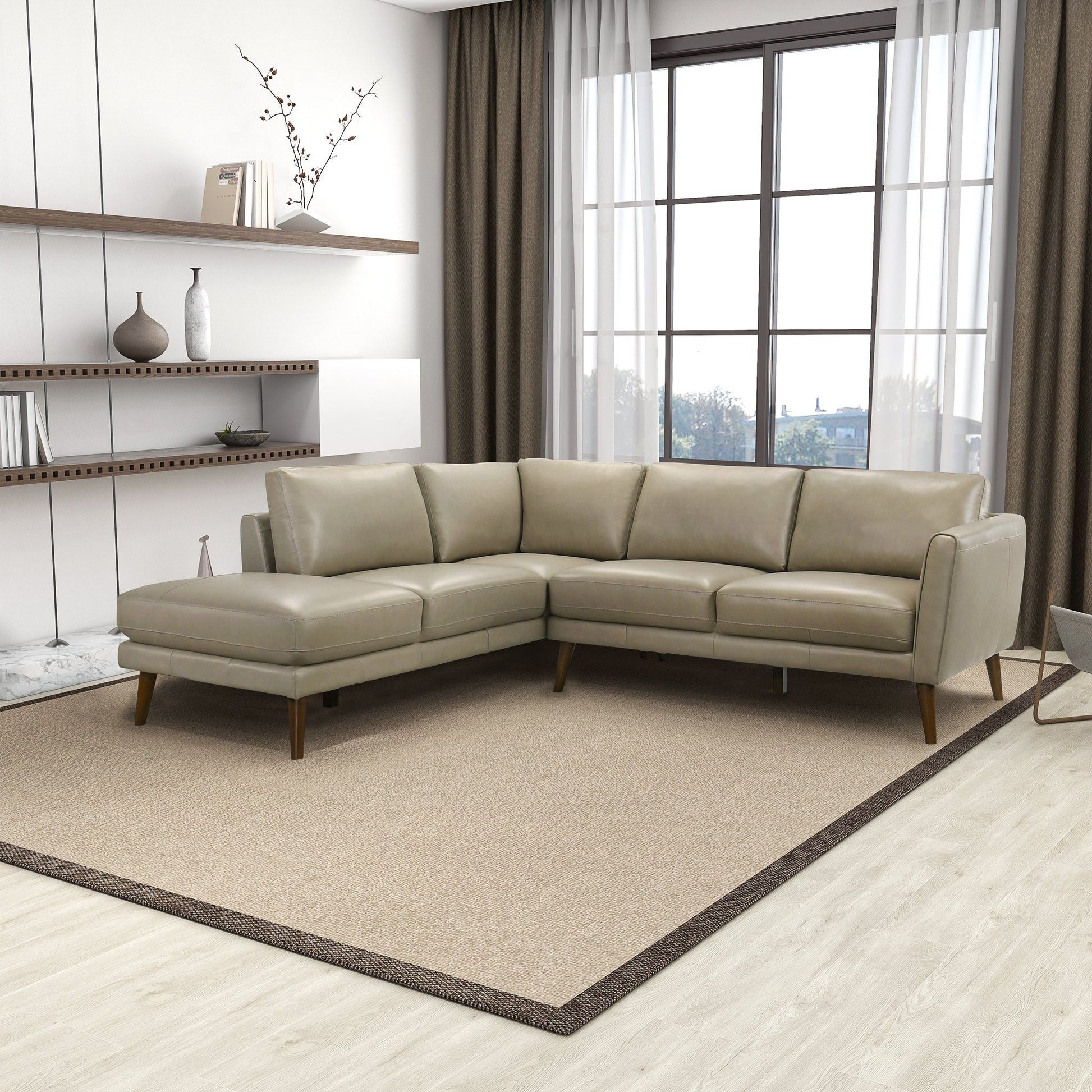 Benson sectional sofa with chaise beige leather by HouseOfZazla on Tampa Home & Garden Store