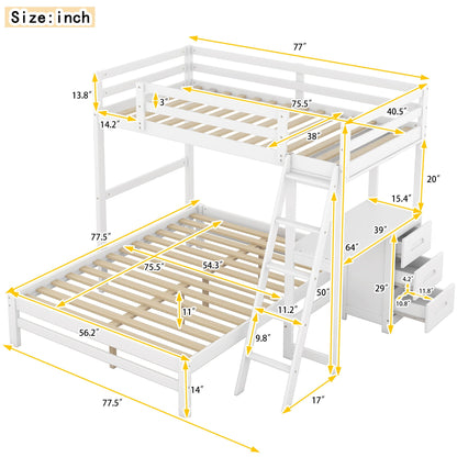 Bunk bed with built-in desk and 3 drawers, white finish, HouseOfZazla bunk beds on Tampa Home & Garden Store