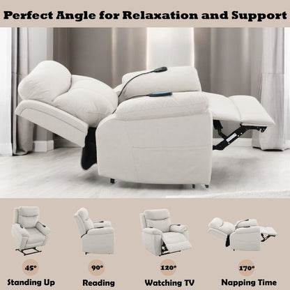 Chriki Beige Power Recliner with Lift and Heat